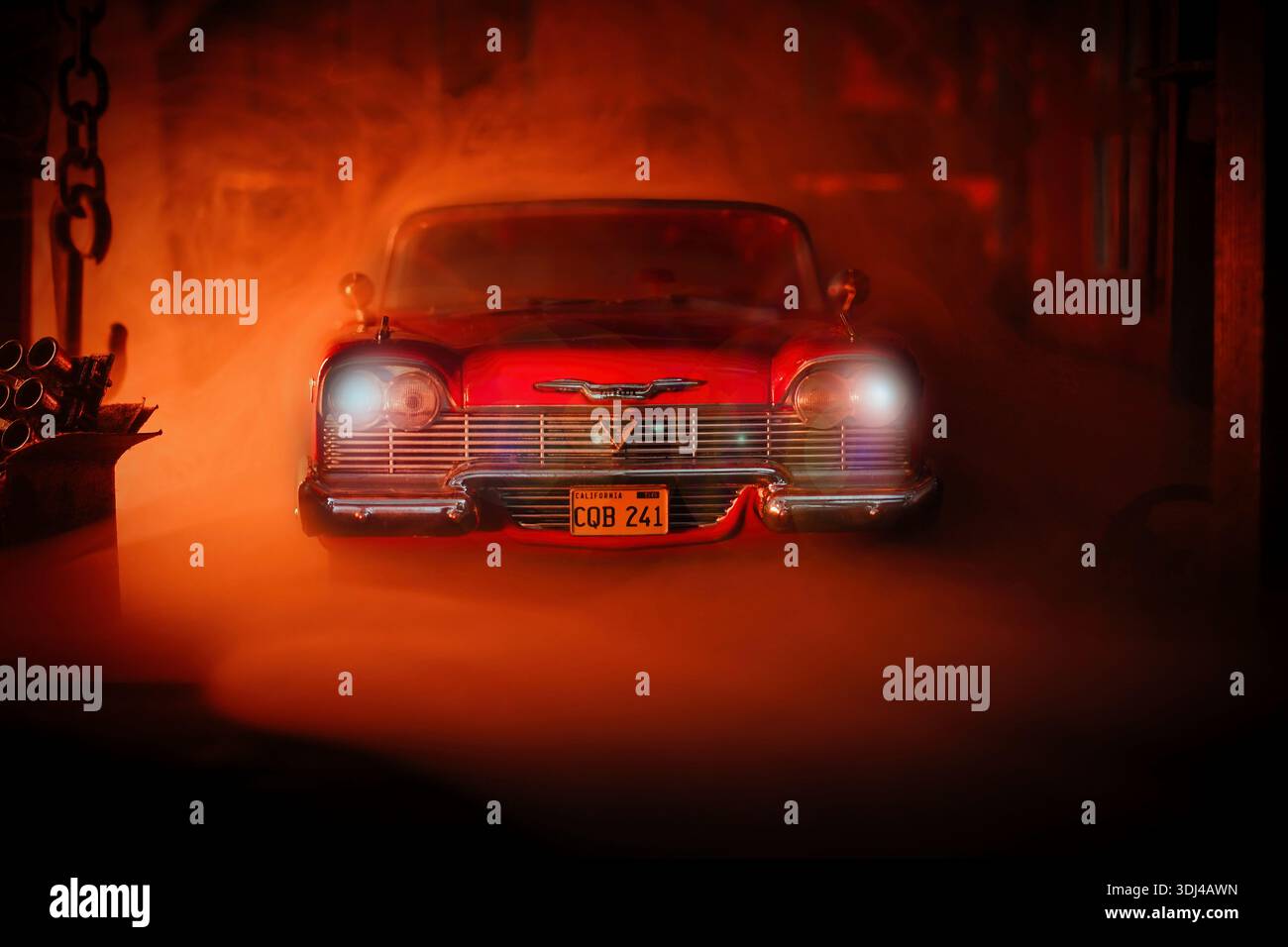 Diorama de la voiture dans le film Christine. Banque D'Images