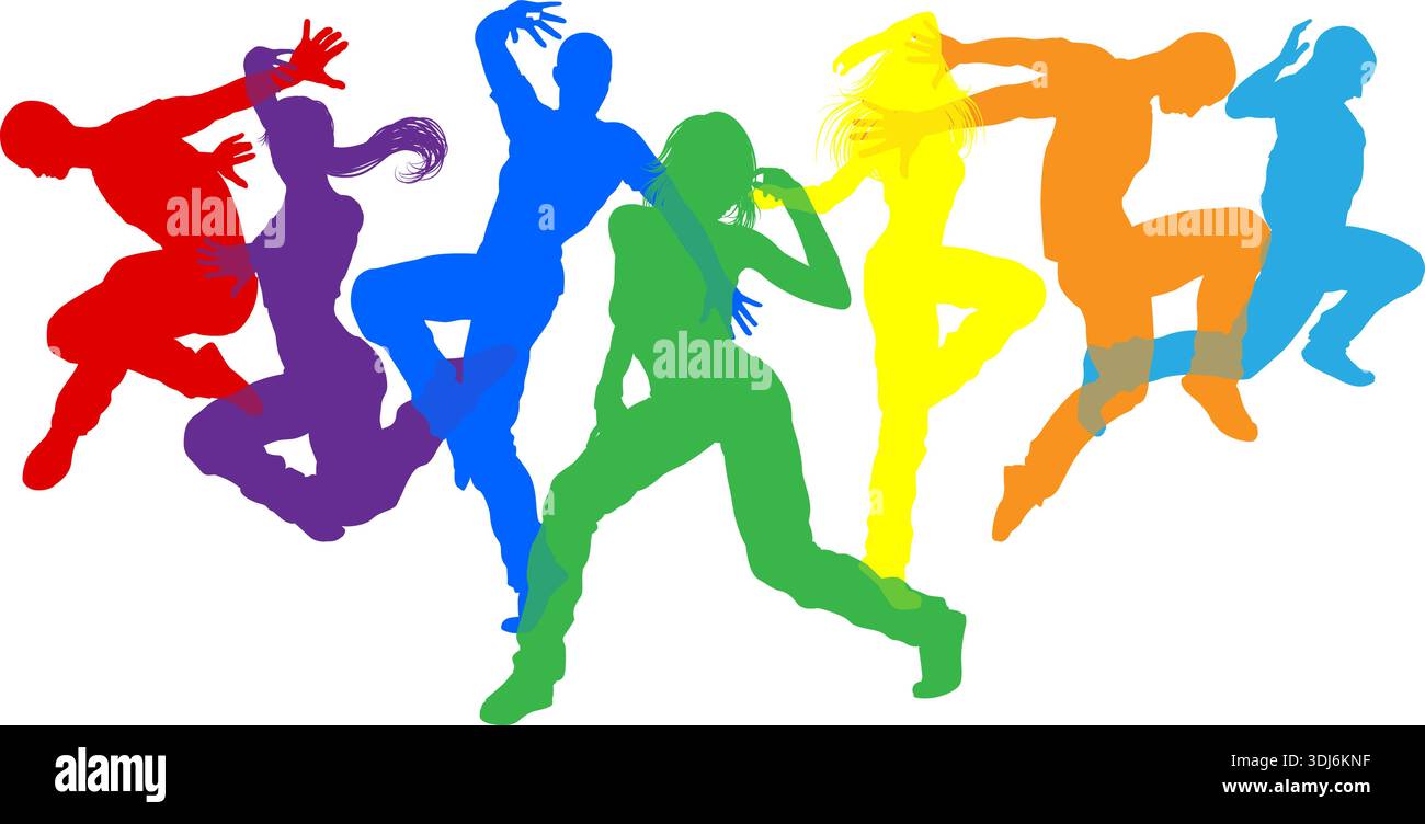 Danseurs Silhouette Street Dance pose silhouettes Illustration de Vecteur