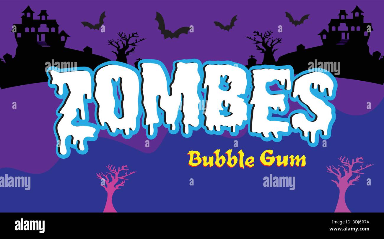 Spooky Halloween Treat Design avec ZomBes Bubble Gum thème Illustration de Vecteur