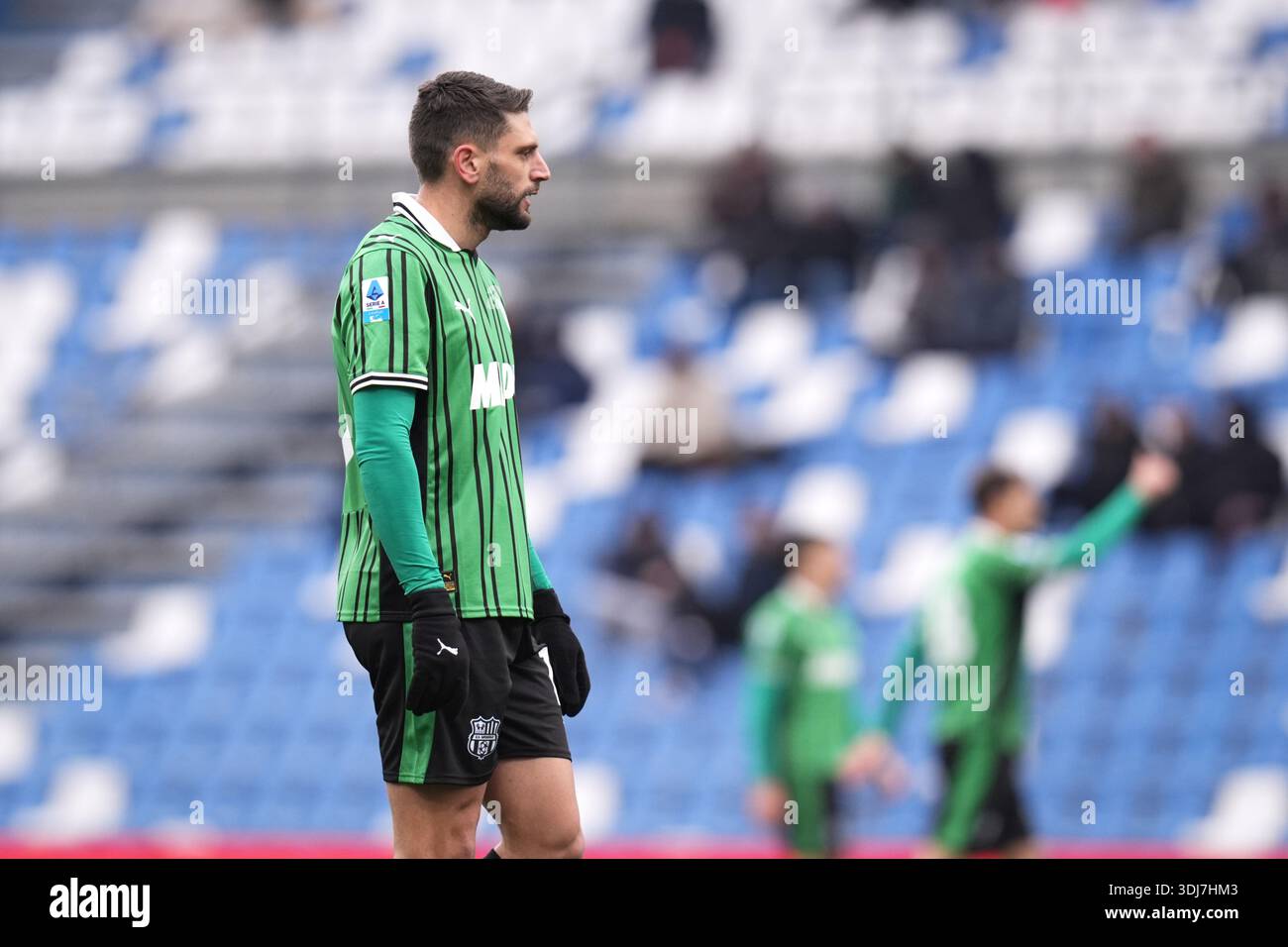 Reggio Emilia, Italie. 25 janvier 2026. SassuoloÕs Domenico Berardi regarde pendant le match de Serie A entre Sassuolo et Cremonese au stade Mapei Cittˆ del Tricolore à Reggio Emilia, Italie du Nord - dimanche 25 janvier 2026 - Sport - Football - (photo Massimo Paolone/LaPresse) crédit : LaPresse/Alamy Live News Banque D'Images