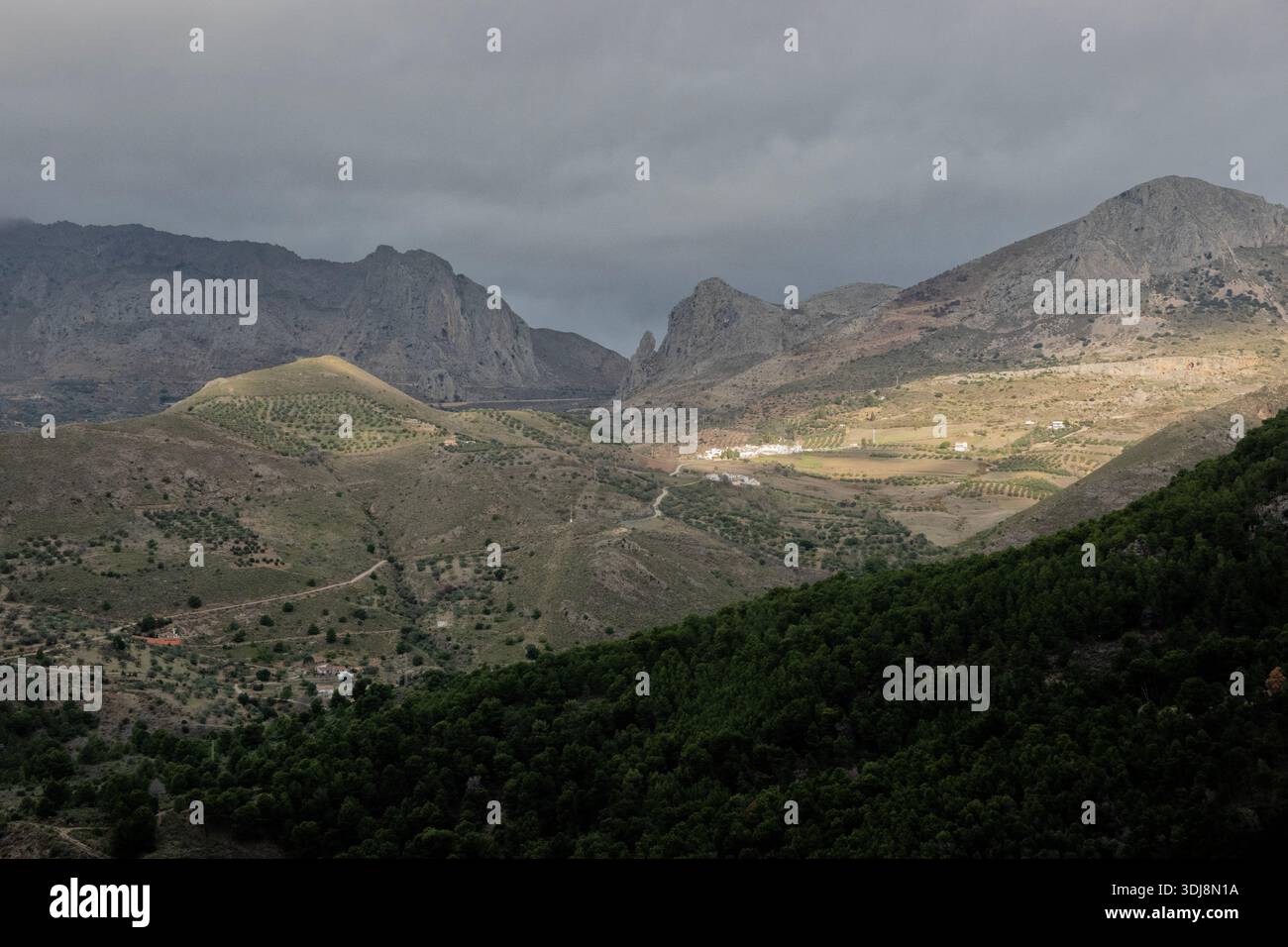 Vue sur la réserve naturelle El Torcal de Antequera, Andalousie, Espagne Banque D'Images