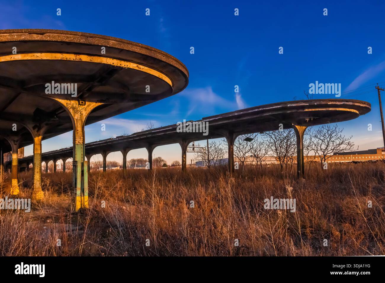 Quais de train art déco, qui font maintenant partie des ruines du Buffalo Central terminal à Buffalo, New York, États-Unis [pas de publication ; licence éditoriale uniquement] Banque D'Images