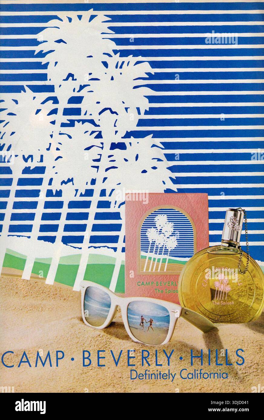 1986 Camp Beverly Hills annonce de parfum Banque D'Images