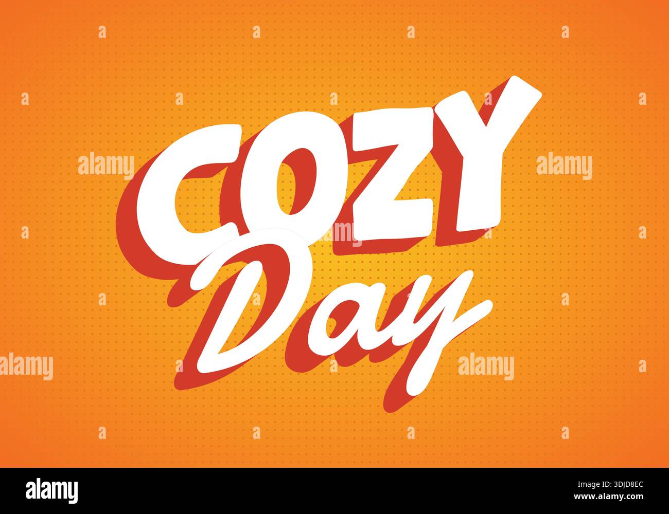 Un motif graphique vibrant avec les mots Cozy Day dans une typographie ludique et audacieuse sur fond orange Illustration de Vecteur
