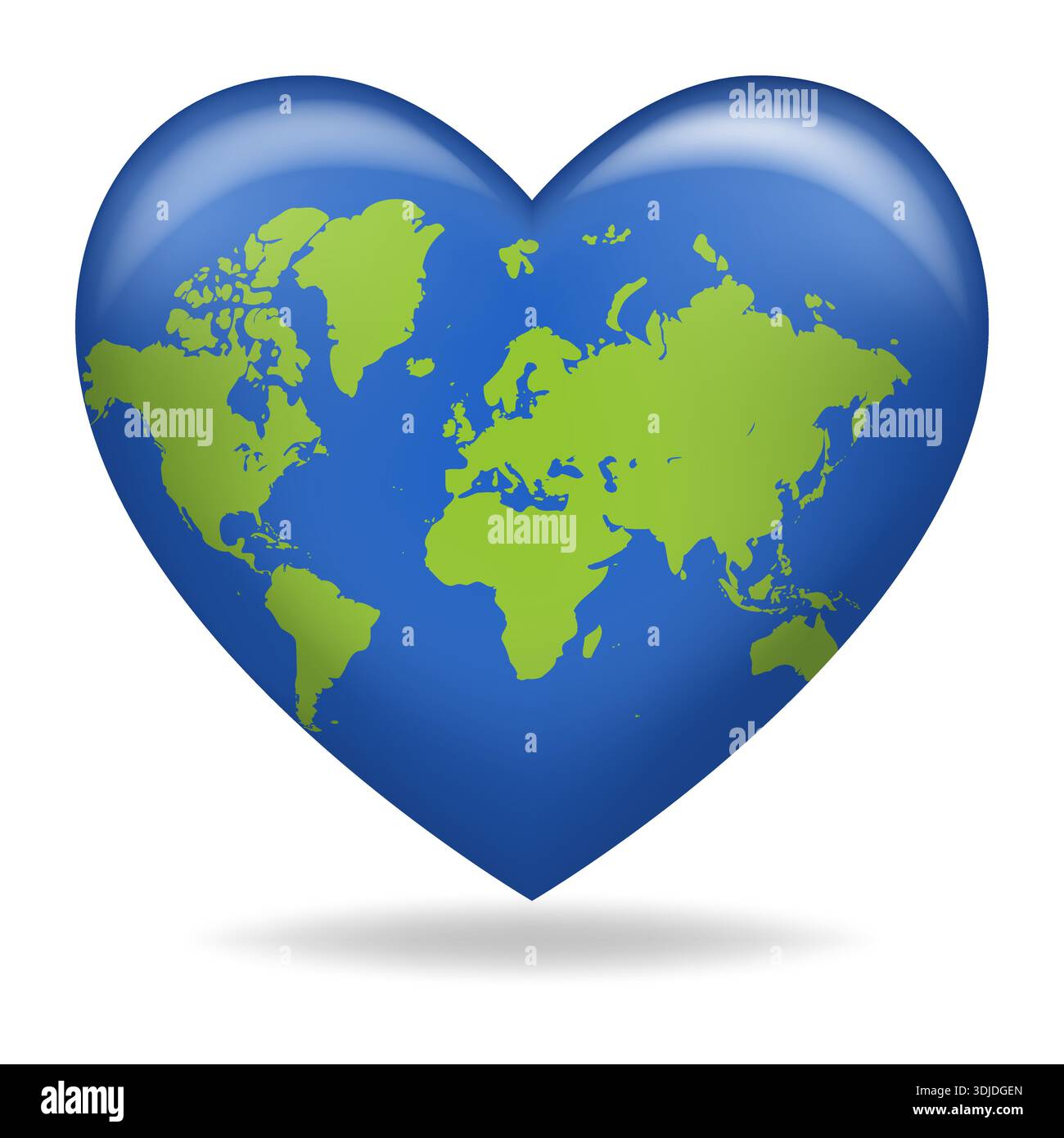 Globe terrestre en forme de coeur, l'amour pour la planète et l'illustration de concept d'environnement mondial. Illustration de Vecteur