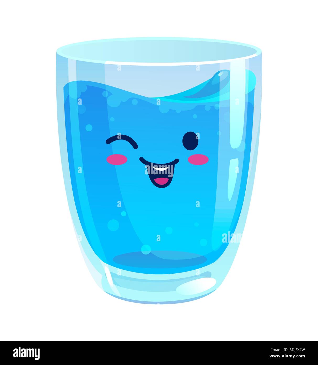 Boisson d'eau de dessin animé, personnage de verre kawaii mignon Illustration de Vecteur