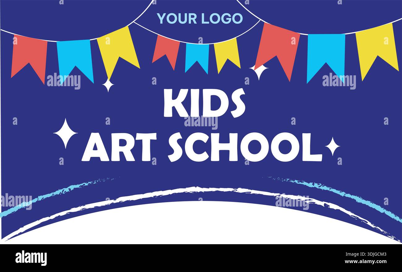 Bannière de l'école d'art pour enfants éducation créative et Design artistique pour enfants Illustration de Vecteur