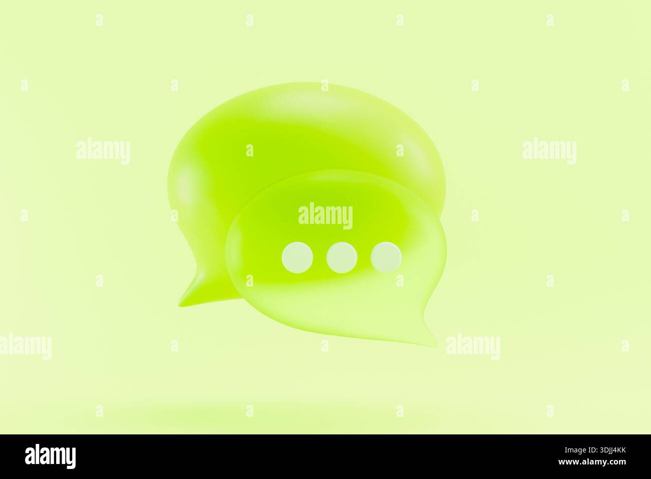 icône de message vert 3d pour la communication d'entreprise et parler. Banque D'Images