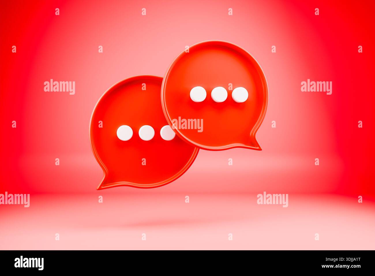 Bulles de discours rouges pour un dialogue actif sur les médias sociaux Banque D'Images