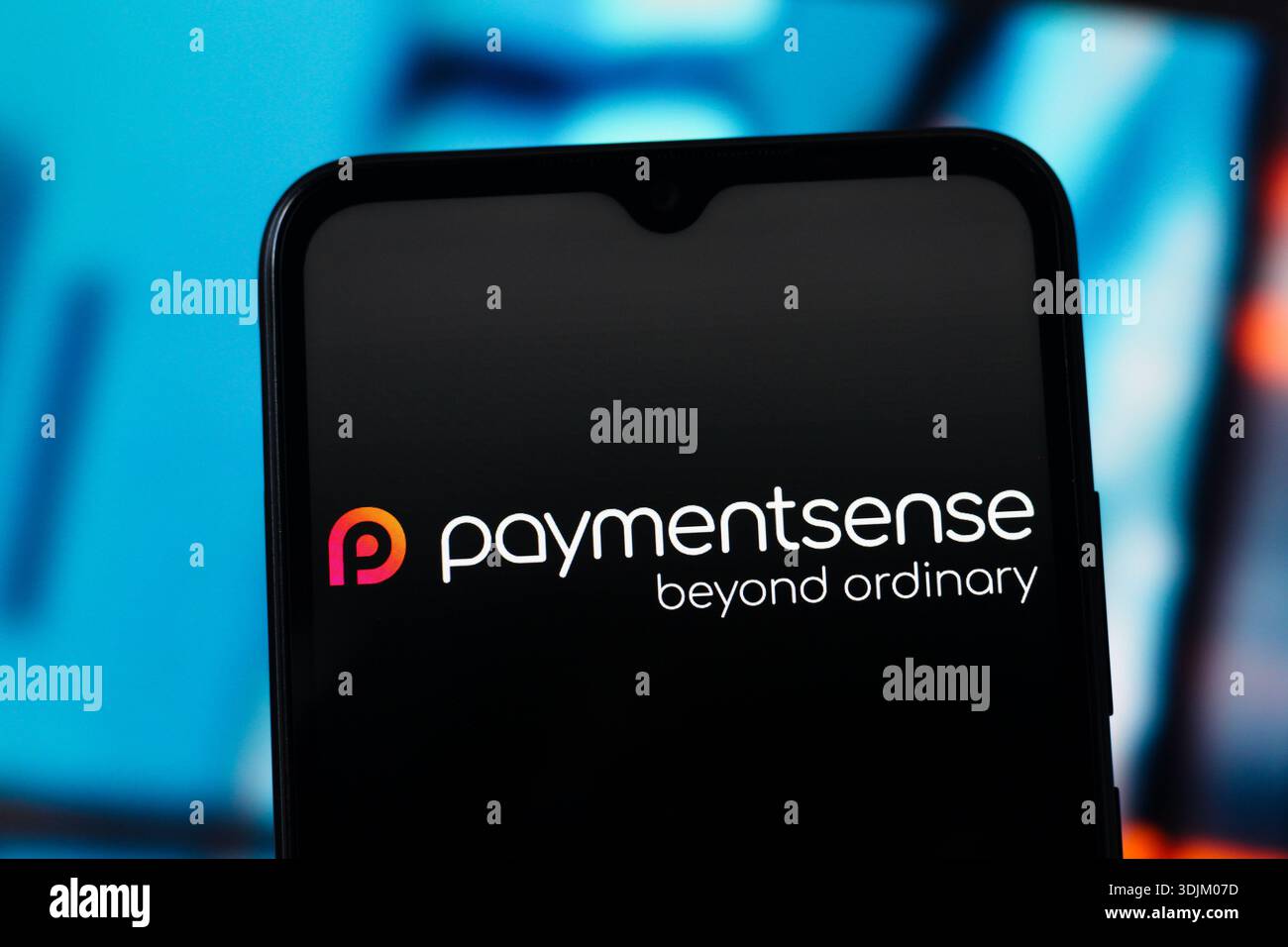 Dans cette illustration photo, le logo Paymentsense (Pay Mentsense) est affiché sur l'écran d'un smartphone. Banque D'Images