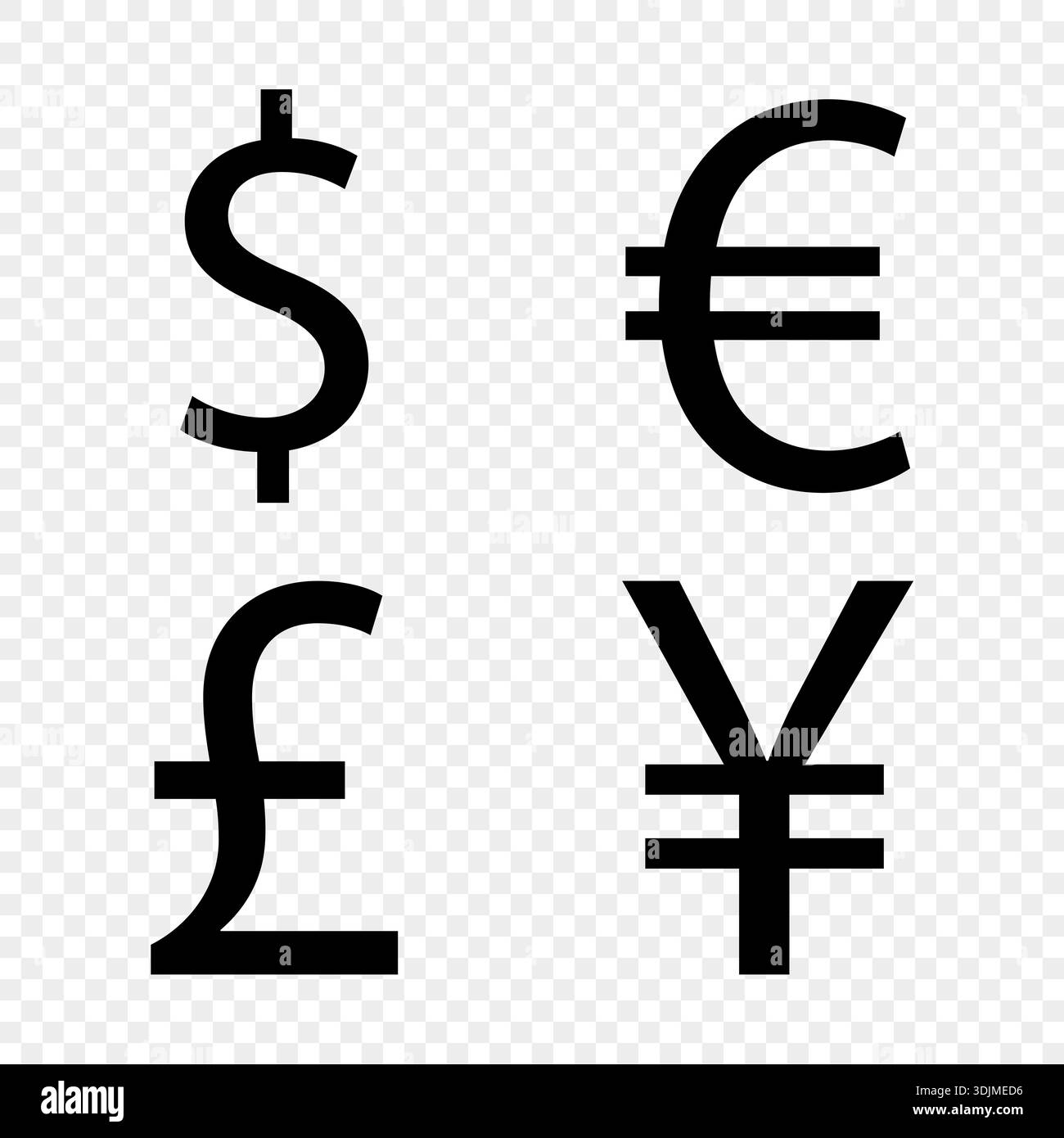 Icône de devise définie. Signes dollar, euro, livre et yen Illustration de Vecteur