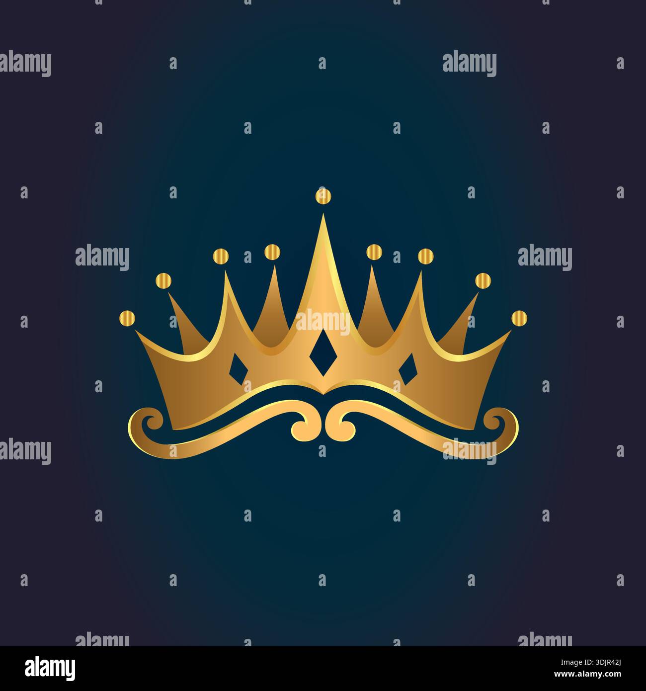 Modèle de conception de logo Crown royal de luxe or King icône silhouette Illustration de Vecteur