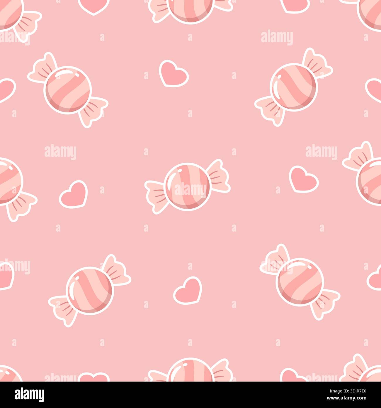 Adorable motif sans couture avec bonbons roses ronds et petits coeurs. Parfait pour les emballages sucrés, les textiles de bébé, le papier peint de pépinière et le g romantique Illustration de Vecteur