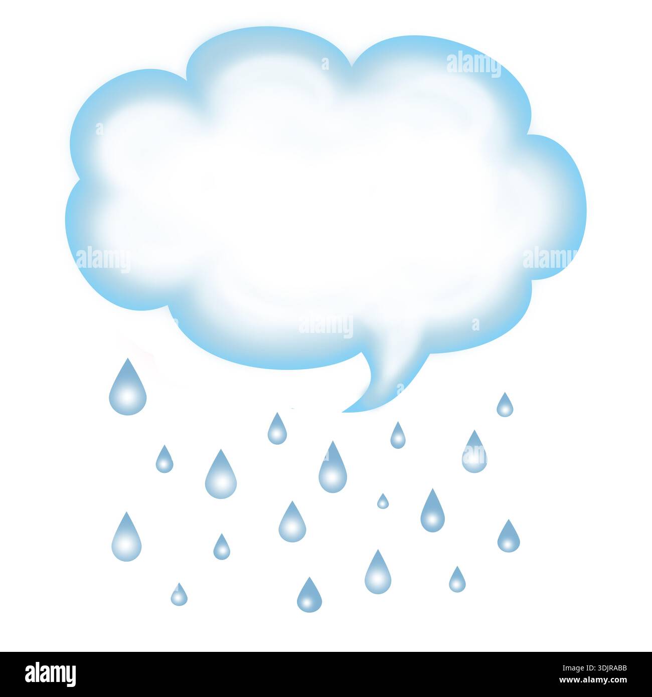 Nuage avec pluie sur fond blanc. illustration de bulles de dialogue. Banque D'Images