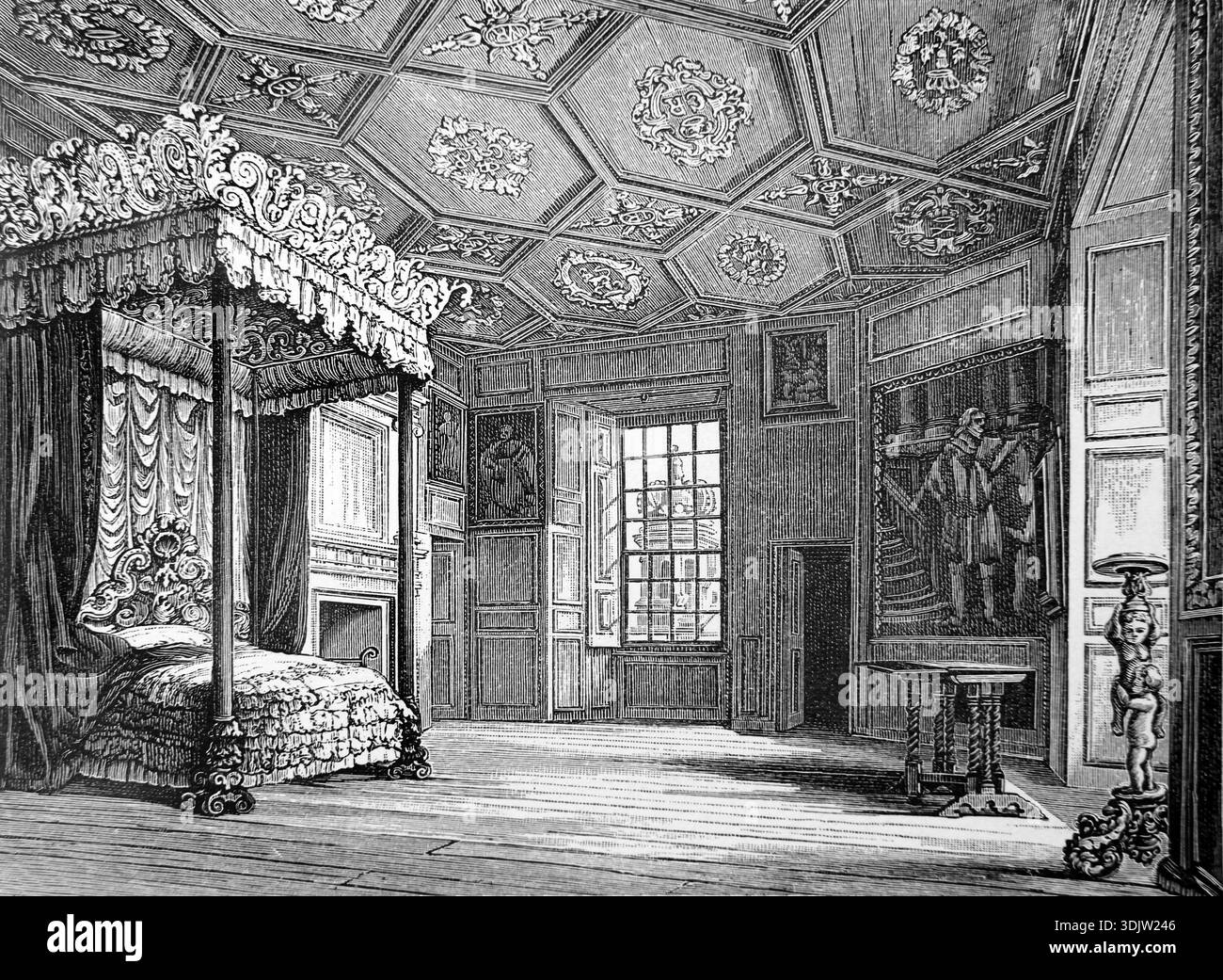 Illustration de la chambre de la reine Mary I au palais de Holyrood en Écosse tirée de l'édition 1898 d'Une courte histoire du peuple anglais par J.R Green M.A il Banque D'Images
