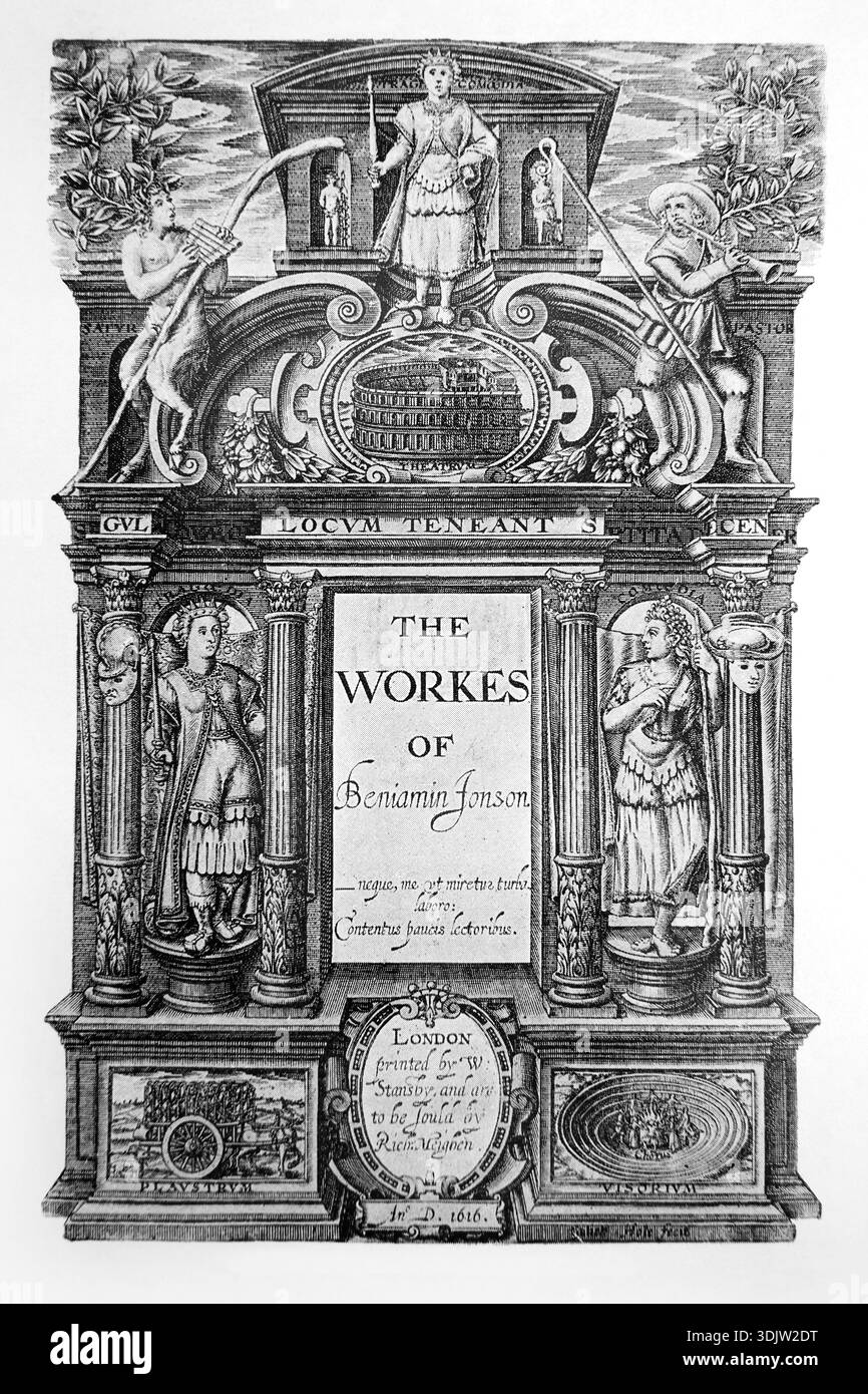 Illustration de la page de titre les œuvres de Benjamin Johnson 1616 de l'édition 1898 d'Une courte histoire du peuple anglais par J.R Green M.A illustra Banque D'Images