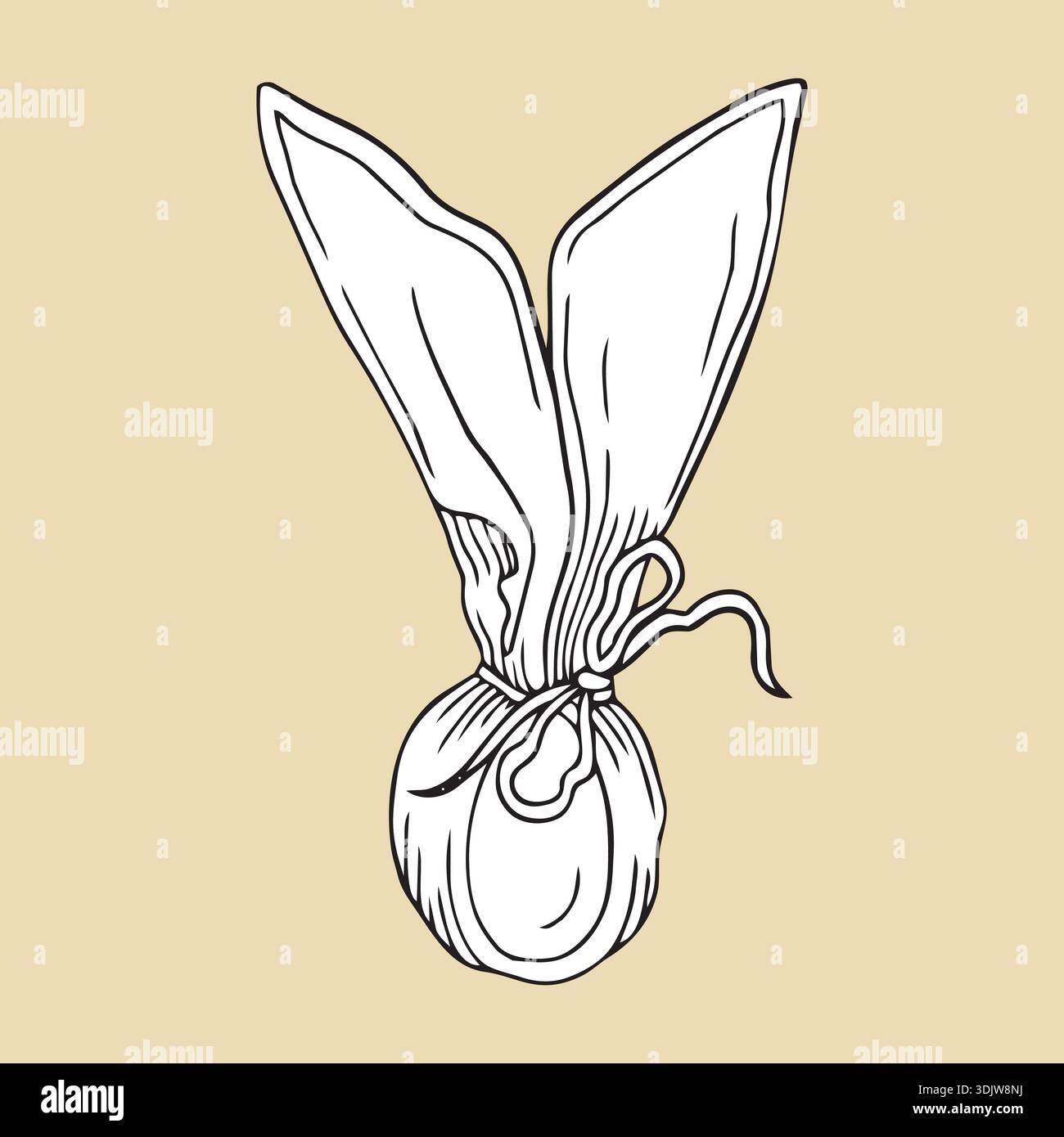 Illustration dessinée à la main de l'oeuf de Pâques avec un arc dans le style graphique détaillé d'esquisse sur fond beige Illustration de Vecteur