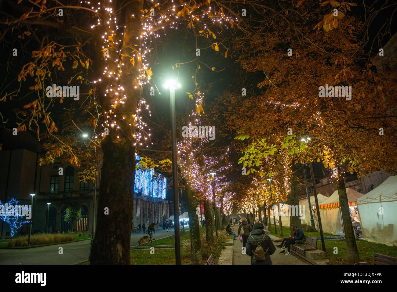 Lumières de Noël dans les rues du centre-ville de Bergame Banque D'Images