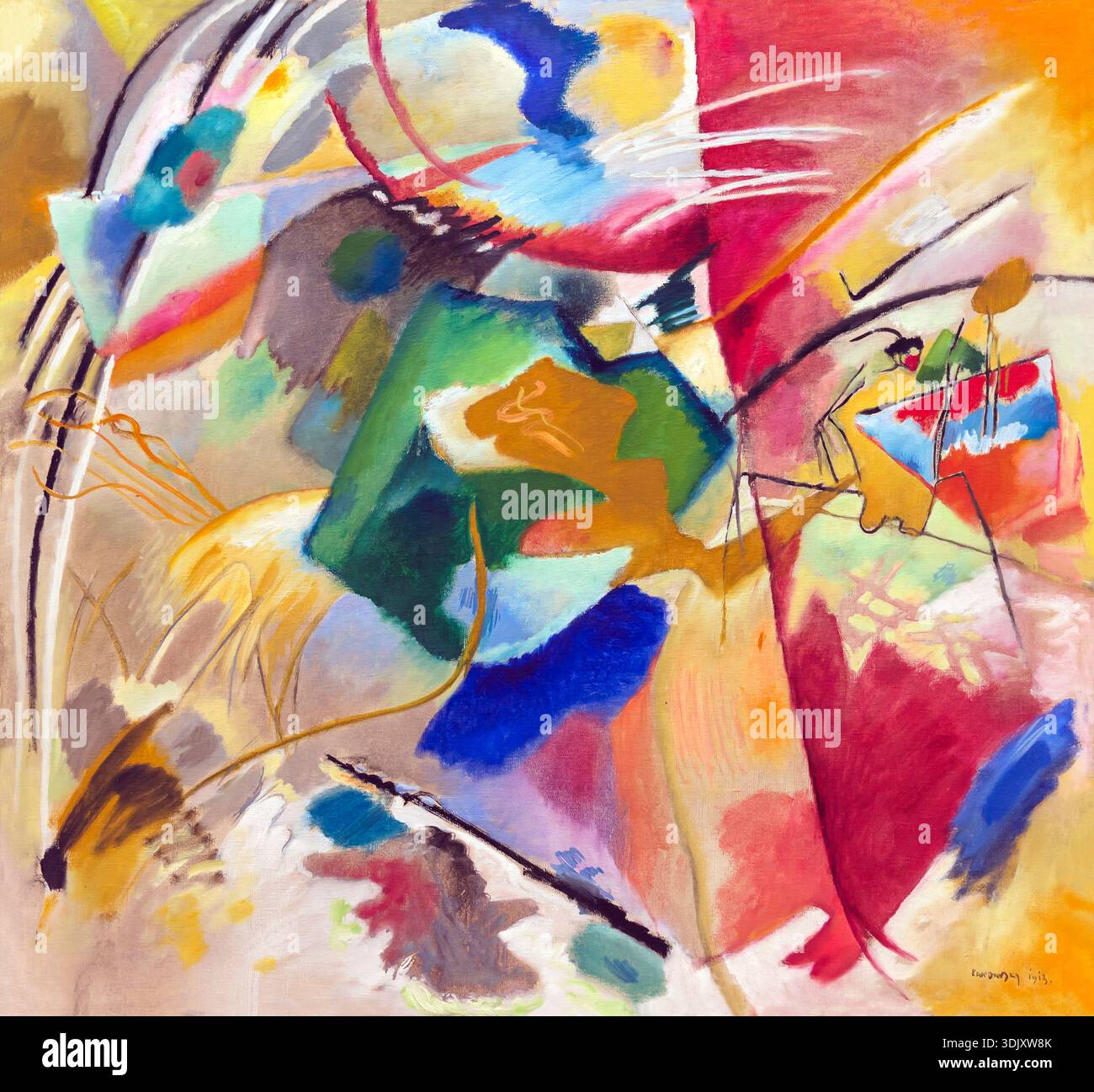 Peinture avec Green Center, Wassily Kandinsky, 1913 Banque D'Images