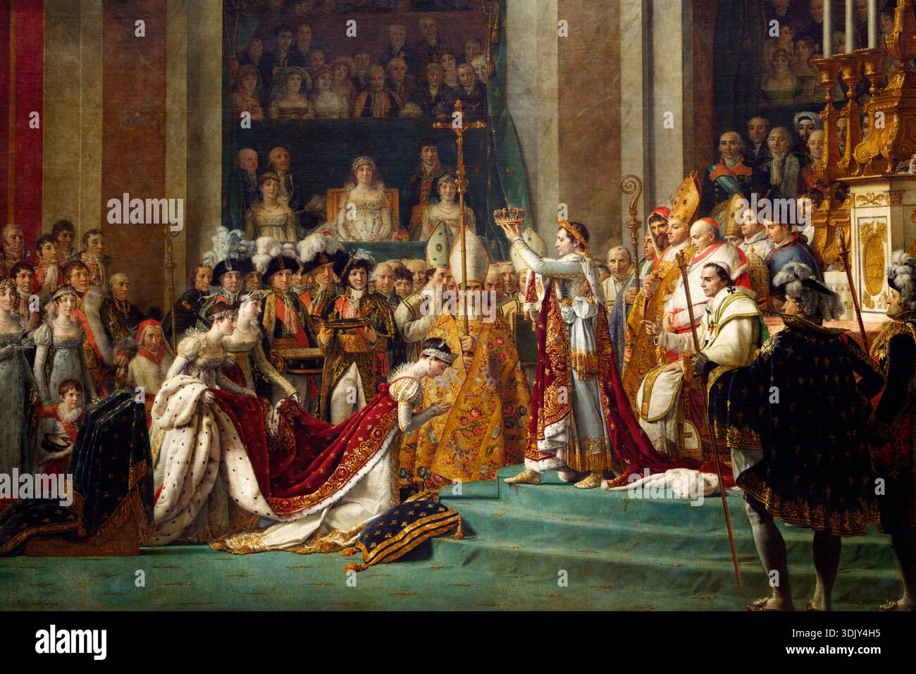 L'empereur Napoléon lors du couronnement de l'impératrice Joséphine dans la cathédrale notre-Dame, le 2 décembre 1804, par Louis David, 1806 Banque D'Images