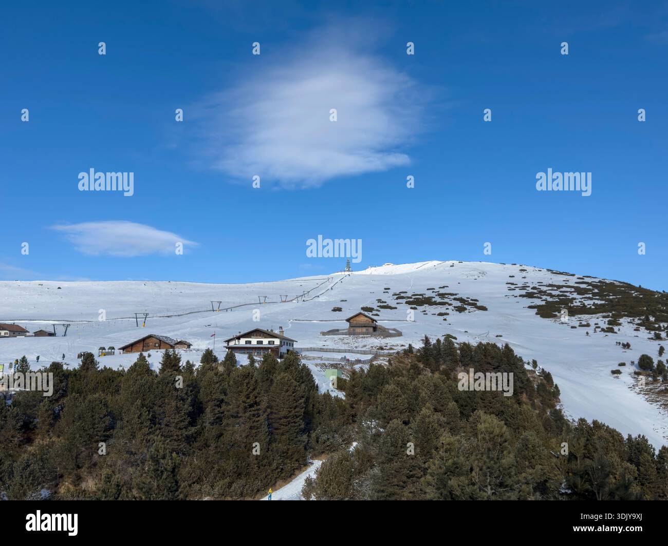 La montagne Rittner Horn (Corno del Renon) a un petit domaine skiable - Klobenstien, Italie Banque D'Images