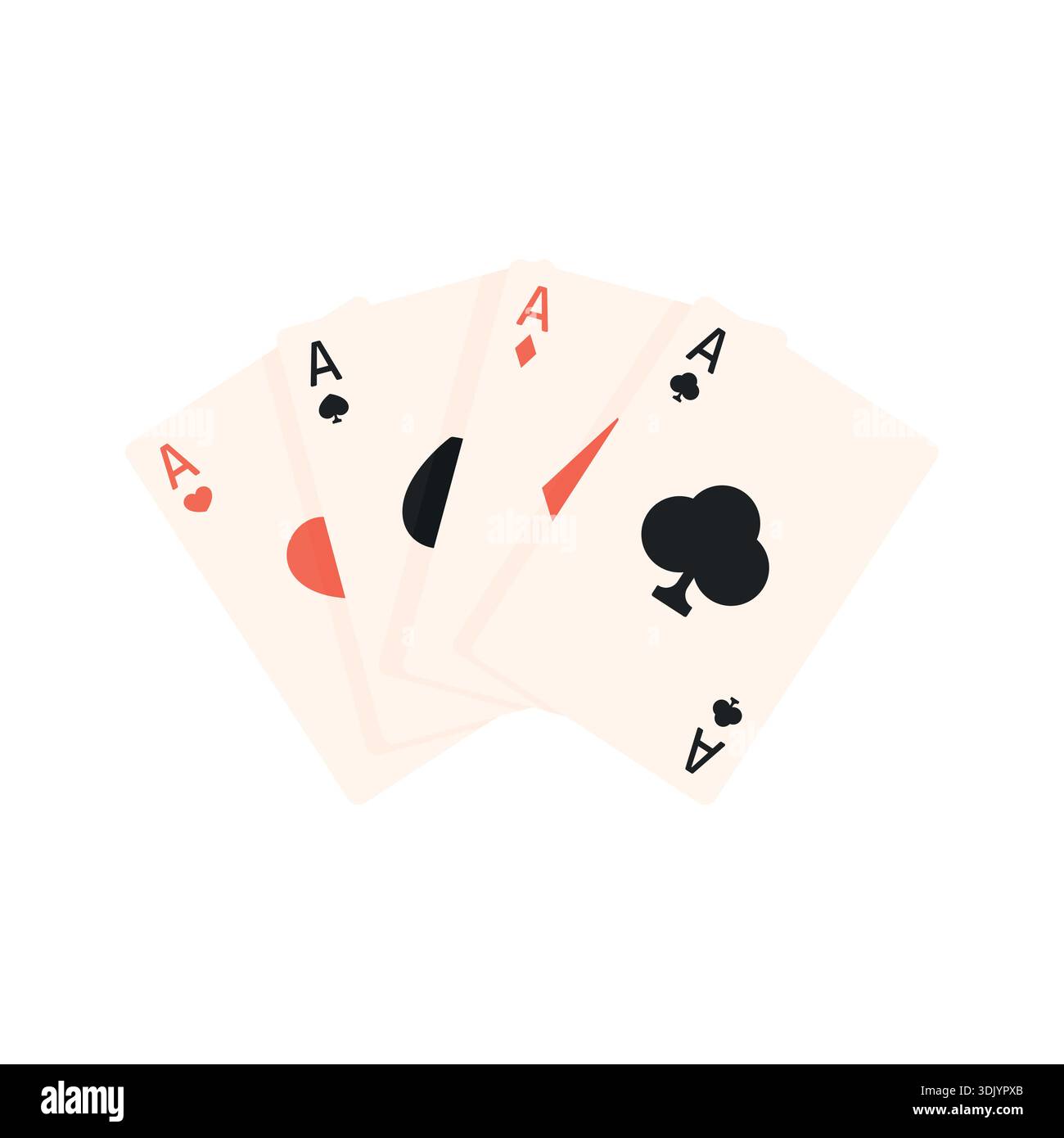 Ensemble de quatre as. Cartes à jouer. As de diamants, coeurs, pique et trèfles. Illustration de Vecteur
