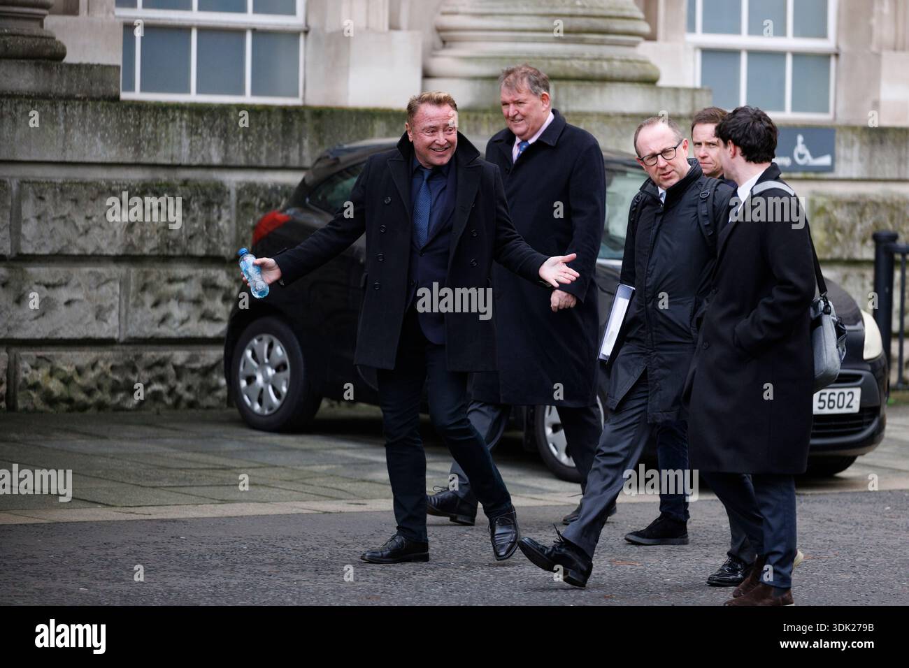 Michael Flatley (left) at Belfast High Court where Switzer Consulting is taking legal action in a civil case against the choreographer and dancer for alleged breach of contract, relating to an agreement the firm says was reached to allow it to run the dance shows. Picture date: Thursday January 29, 2026. Banque D'Images