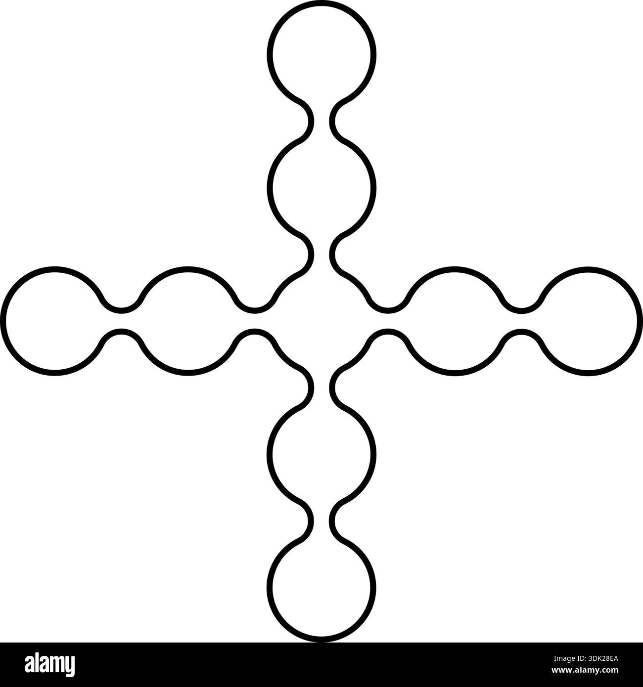 Composition en forme de croix faite de petits cercles délimités se croisant au centre. Illustration de Vecteur