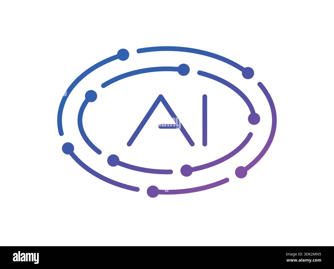 Logo AI en ellipse. Concept IA. Illustration de Vecteur