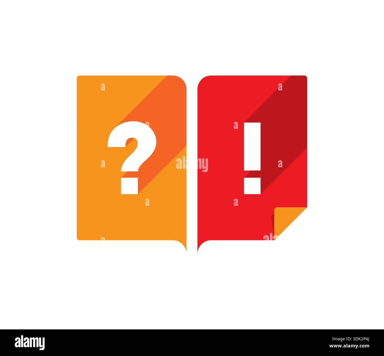 pages de livre, point d'interrogation et point d'exclamation concept. Illustration de Vecteur