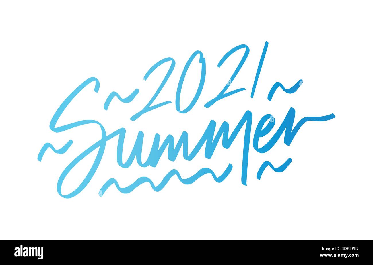 logo bleu été 2021. vagues d'eau et été 2021 Illustration de Vecteur