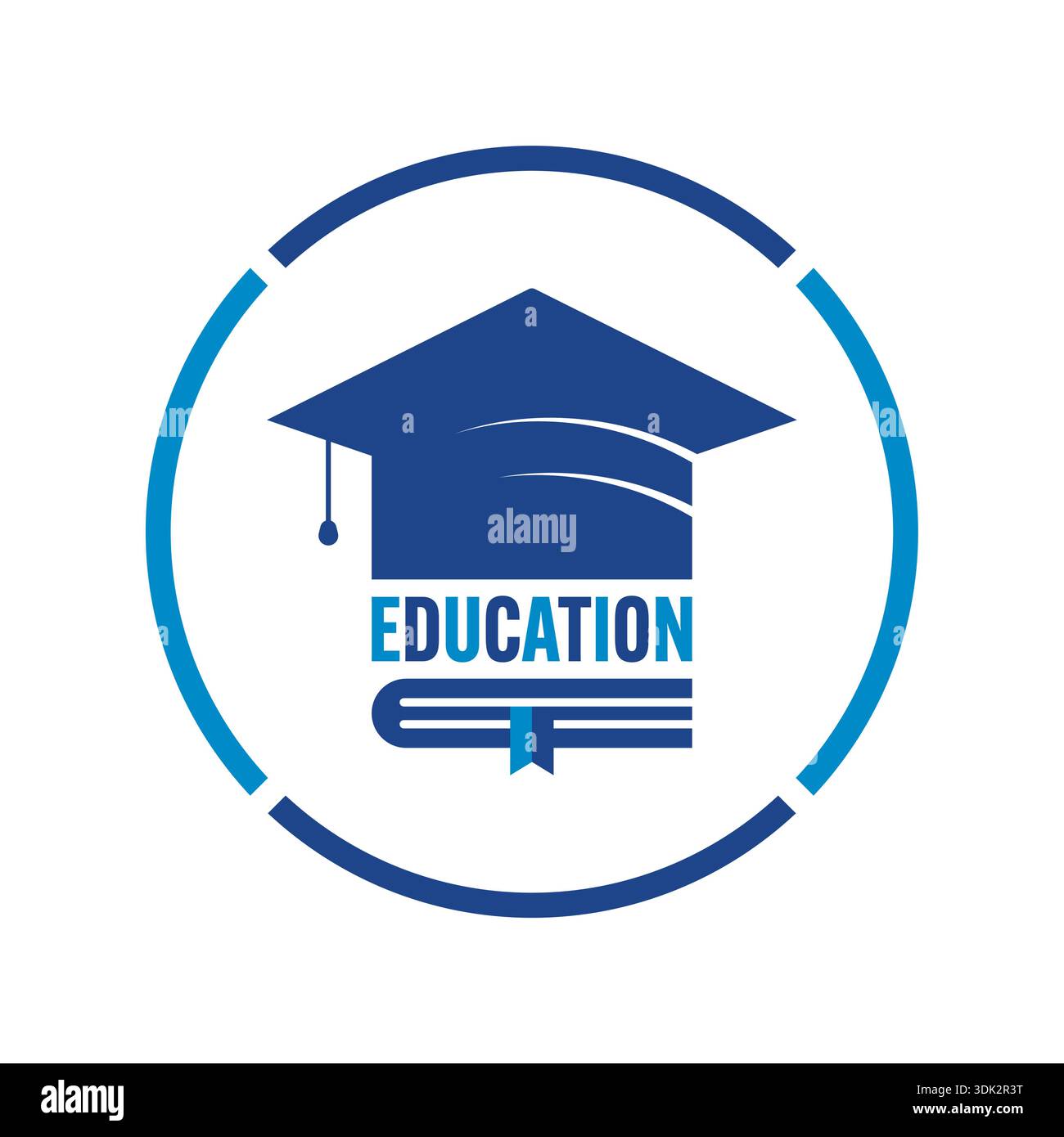 casquette d'école bleu marine. logo livre et casquette d'école. capuchon de graduation. Illustration de Vecteur
