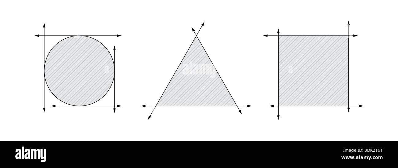 dessin technique cercle, triangle et carré. formes géométriques. Illustration de Vecteur