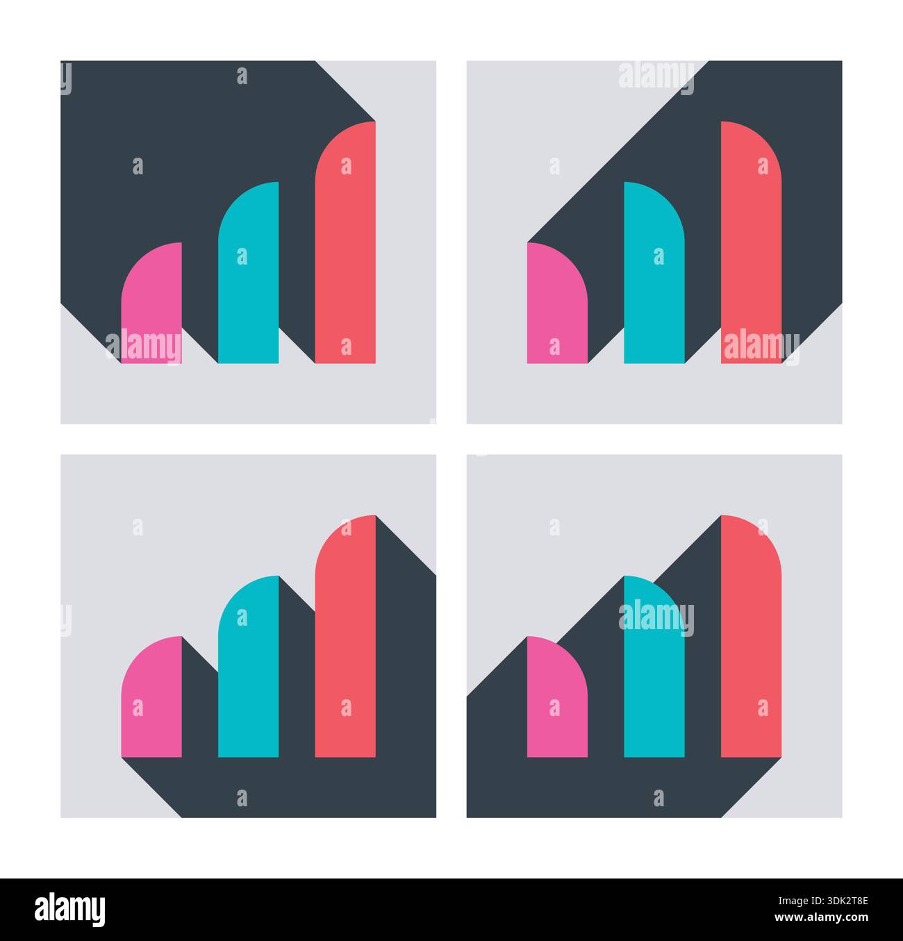 graphiques à barres colorés et ombrés. graphiques statistiques ombrés. jeu de graphiques statistiques Illustration de Vecteur
