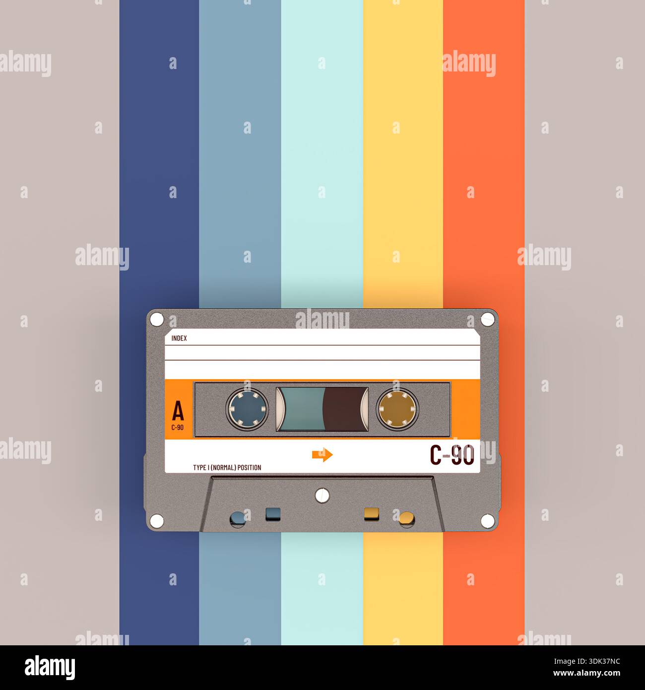 Toile de fond rayée pour cassette audio analogique 3D. Banque D'Images