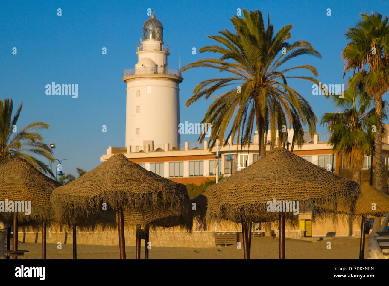 Espagne, Andalousie, Malaga, plage, ligthouse, Banque D'Images
