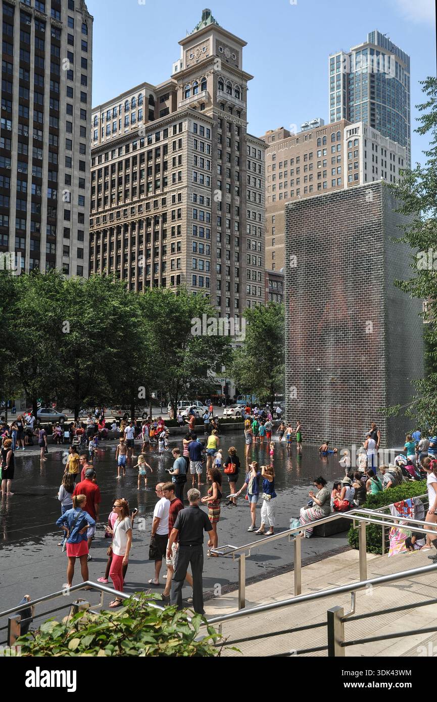 Fontaine Crown, conçue par Jaume Plensa. Millennium Park, Chicago, États-Unis Banque D'Images