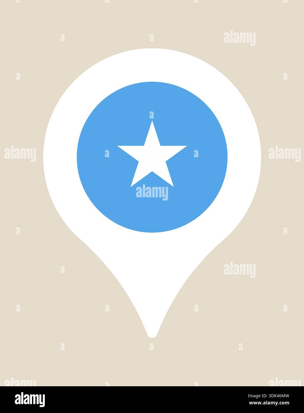 Icône d'épingle bleue et blanche mettant en évidence un lieu favori ou une destination importante avec un design minimaliste moderne. Illustration de Vecteur