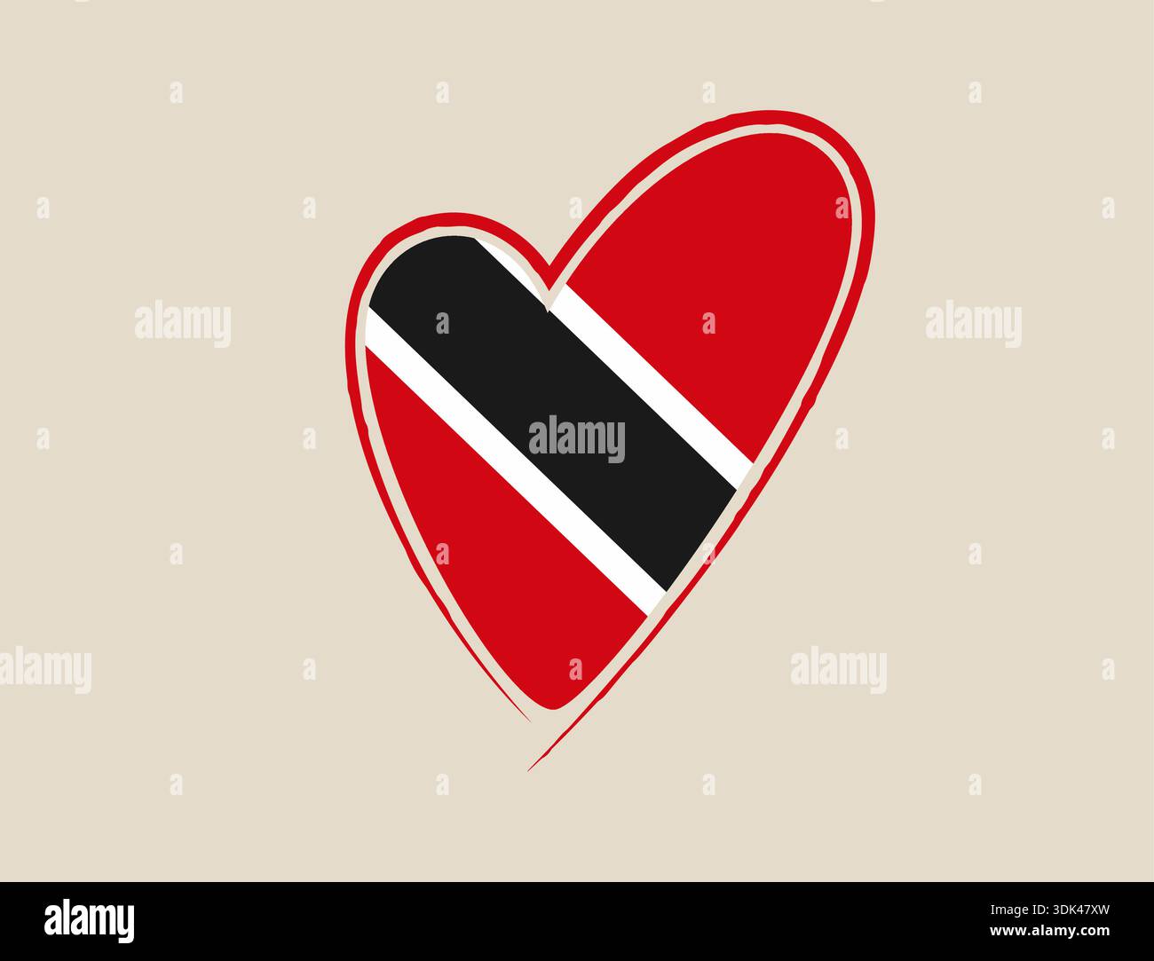 Vibrant Trinité-et-Tobago drapeau forme de coeur exprimant l'amour et la fierté patriotique pour la nation des Caraïbes. Illustration de Vecteur