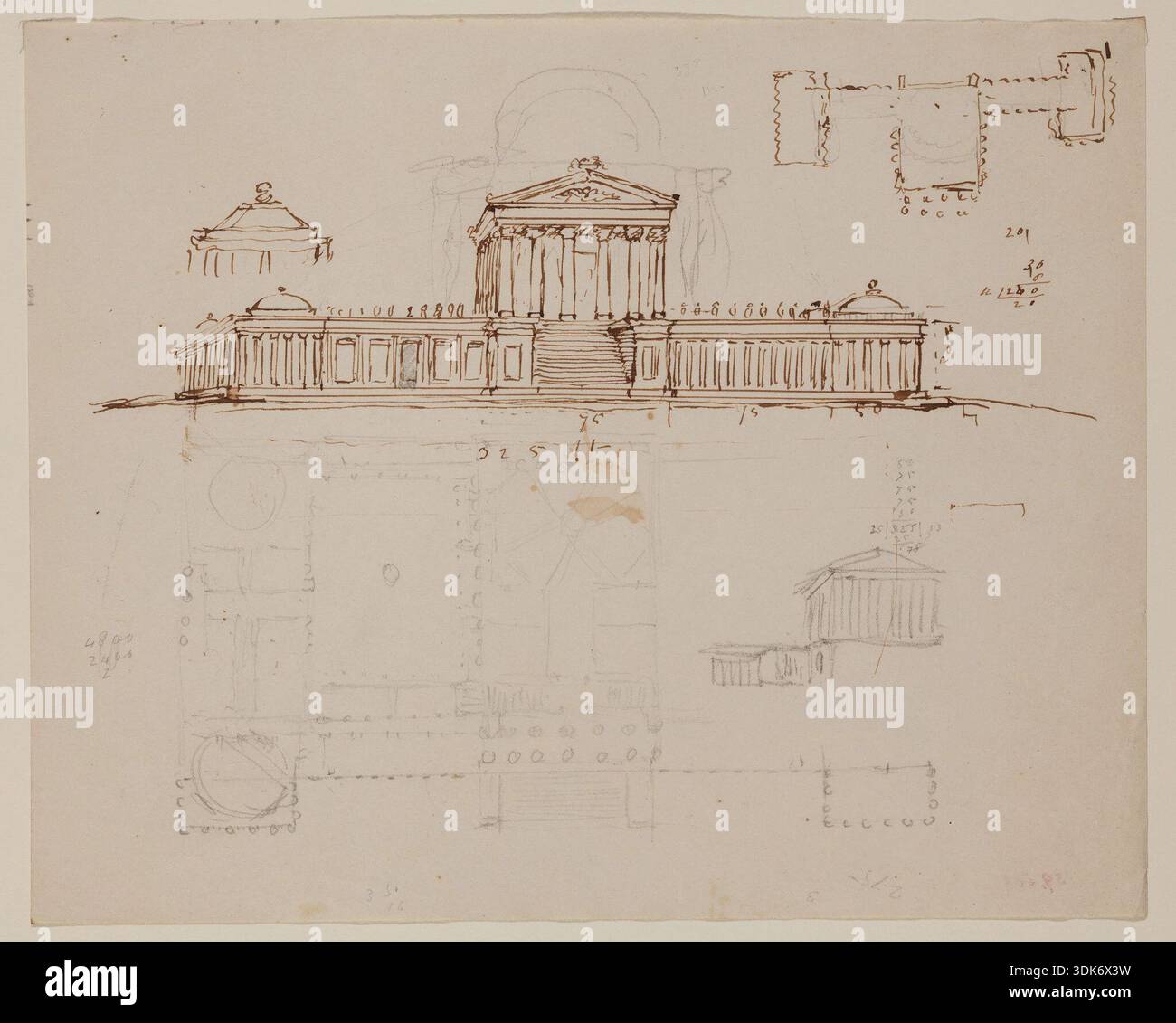 Élévation du projet pour Ohio State House, c1838. Banque D'Images