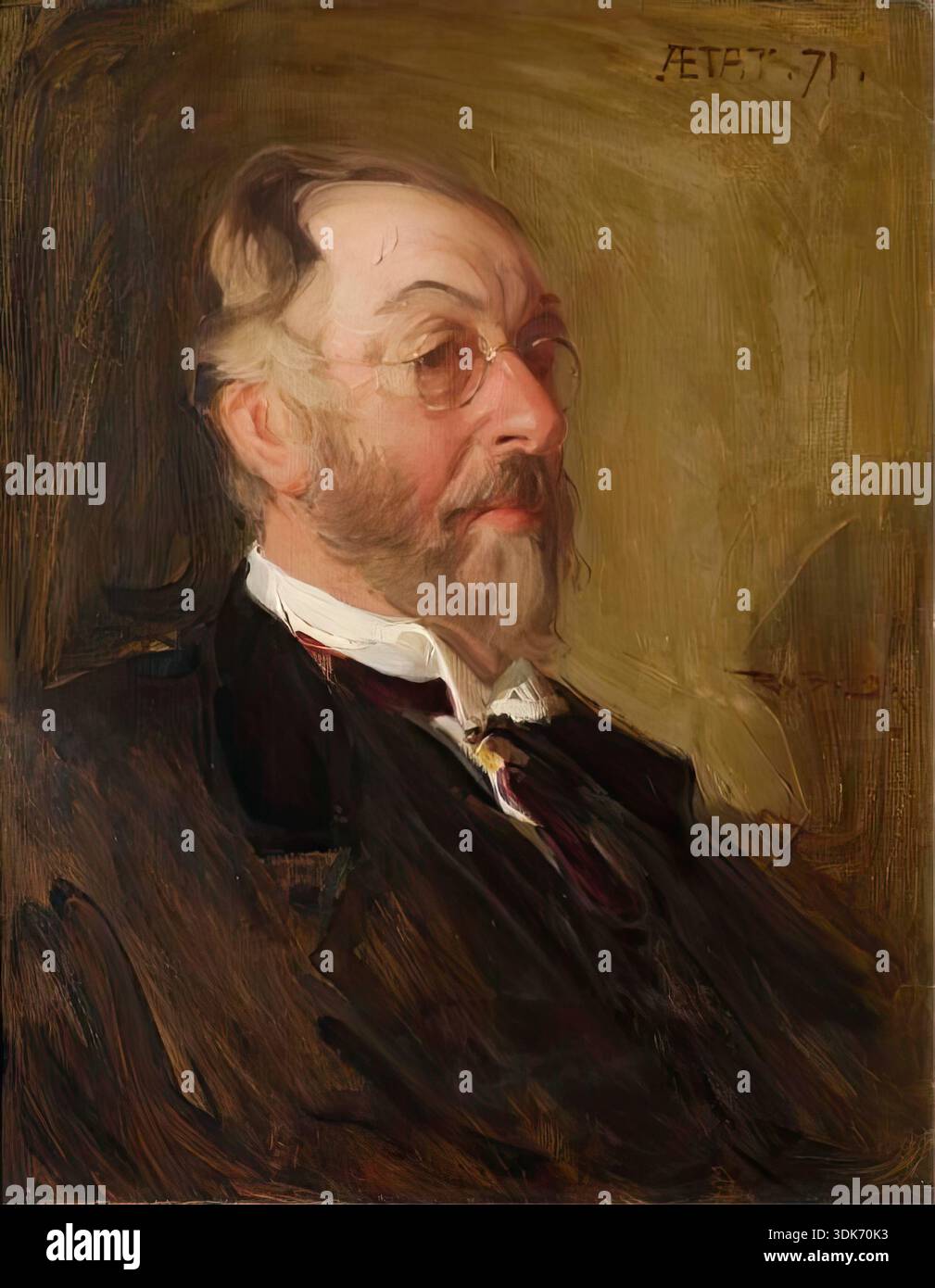 John Hay, c1896. John Hay a formé son premier partenariat avec le photographe George Washington Wilson, bien que cela se dissout lentement et Hay a co-fondé la firme de fabrication de cadres Hay and Lyall, marchands de photos et d'imprimés et fabricants de cadres, à Market Street & amp ; Union Street, Aberdeen. La firme a fourni des cadres pour la plupart des artistes abberdoniens dans la seconde moitié du XIXe siècle, y compris Brough. Il s'agit d'un portrait posthume, achevé peu de temps après la mort de Hay. Banque D'Images