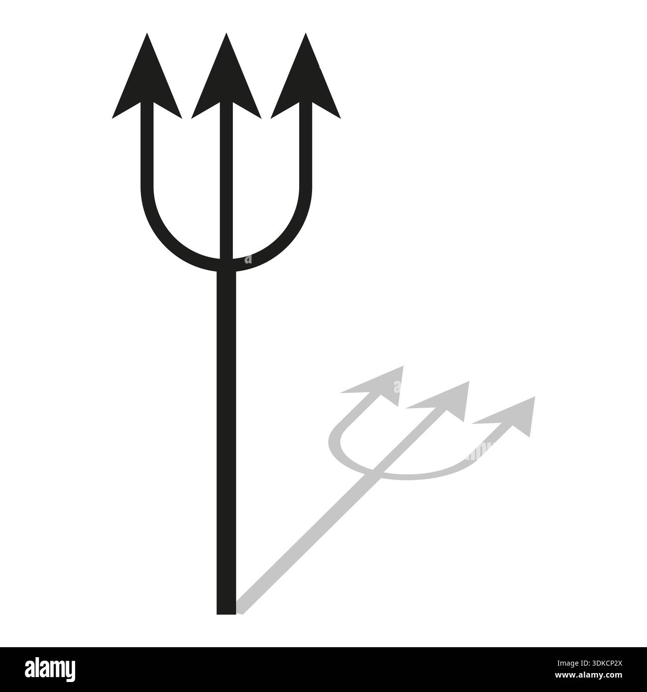 Icône de lance Trident. Symbole de triple fourche. Arme vectorielle pointue. Ancien signe de puissance. SPE 10. Illustration de Vecteur