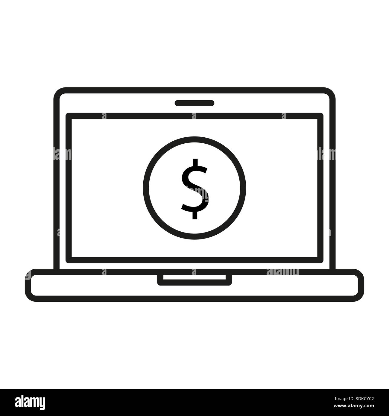 Finance pour moniteur d'ordinateur portable. Vecteur d'argent en ligne. Achat e-commerce. Symbole de paiement numérique. Illustration de Vecteur