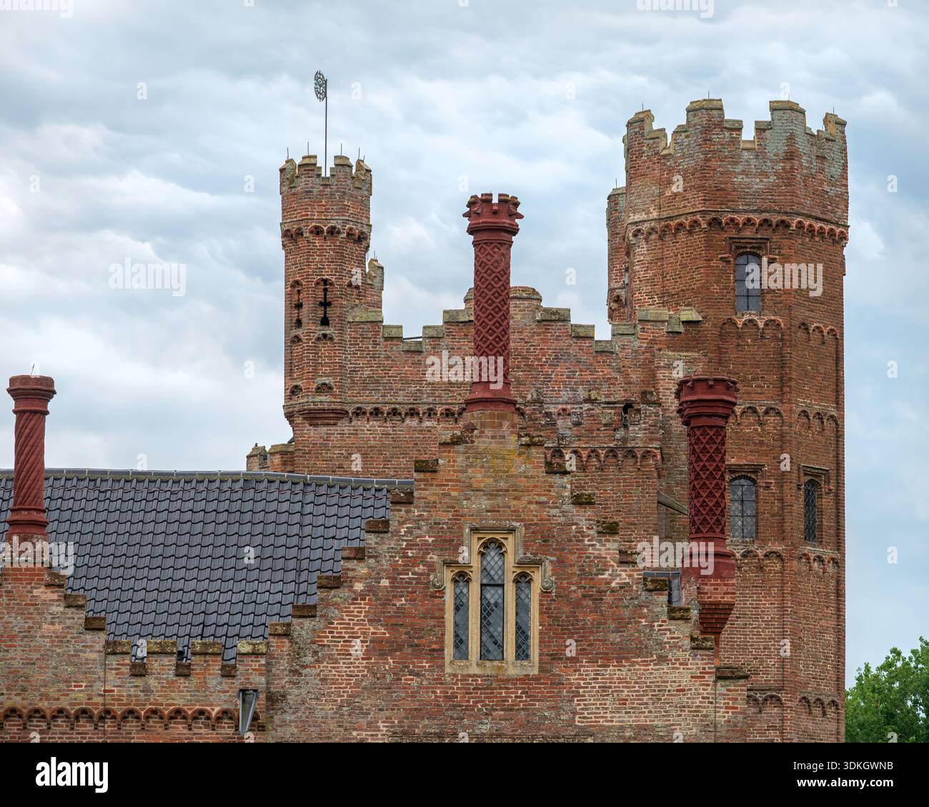 Un exemple du détail architectural de Oxburgh Hall (National Trust), Oxburgh, Kings Lynn, Norfolk, East Anglia, Angleterre, Royaume-Uni. Banque D'Images