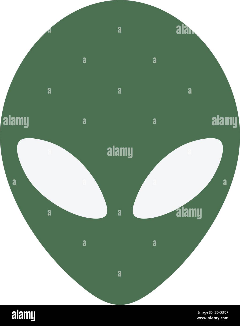 Tête extraterrestre verte minimale avec de grands yeux blancs dans un style graphique simple Illustration de Vecteur