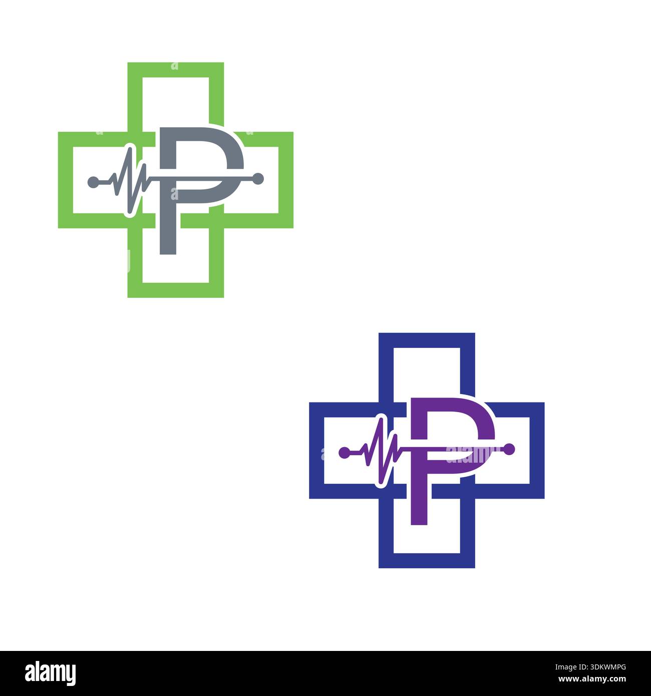 Lettre P croix plus logo couleur verte, hôpital de soins médicaux Logotype Modern Health Care Green Medical Symbol vecteur par naulicreative-01 Illustration de Vecteur