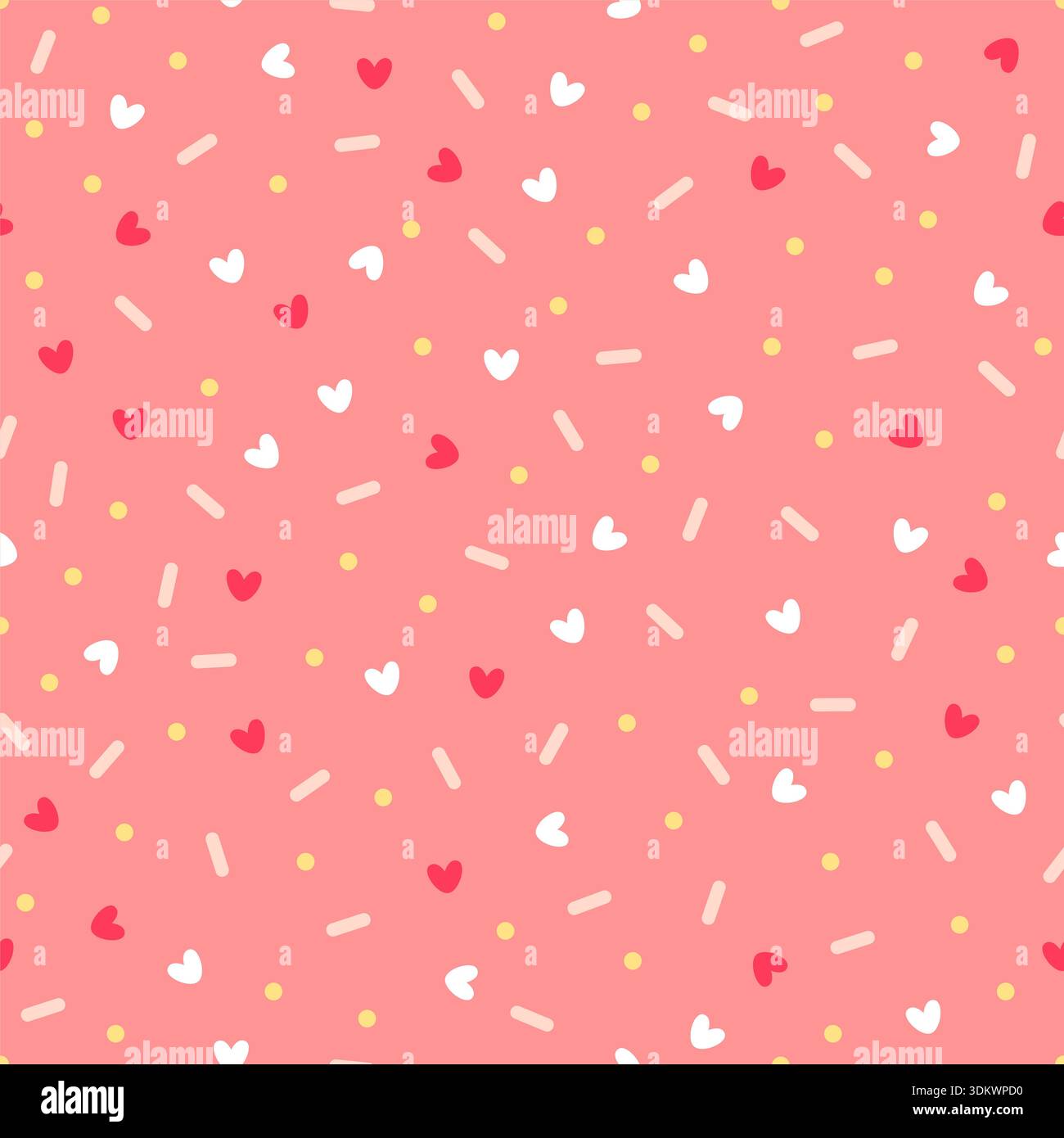 Confettis avec des coeurs. Motif vectoriel sans couture sur fond rose Banque D'Images