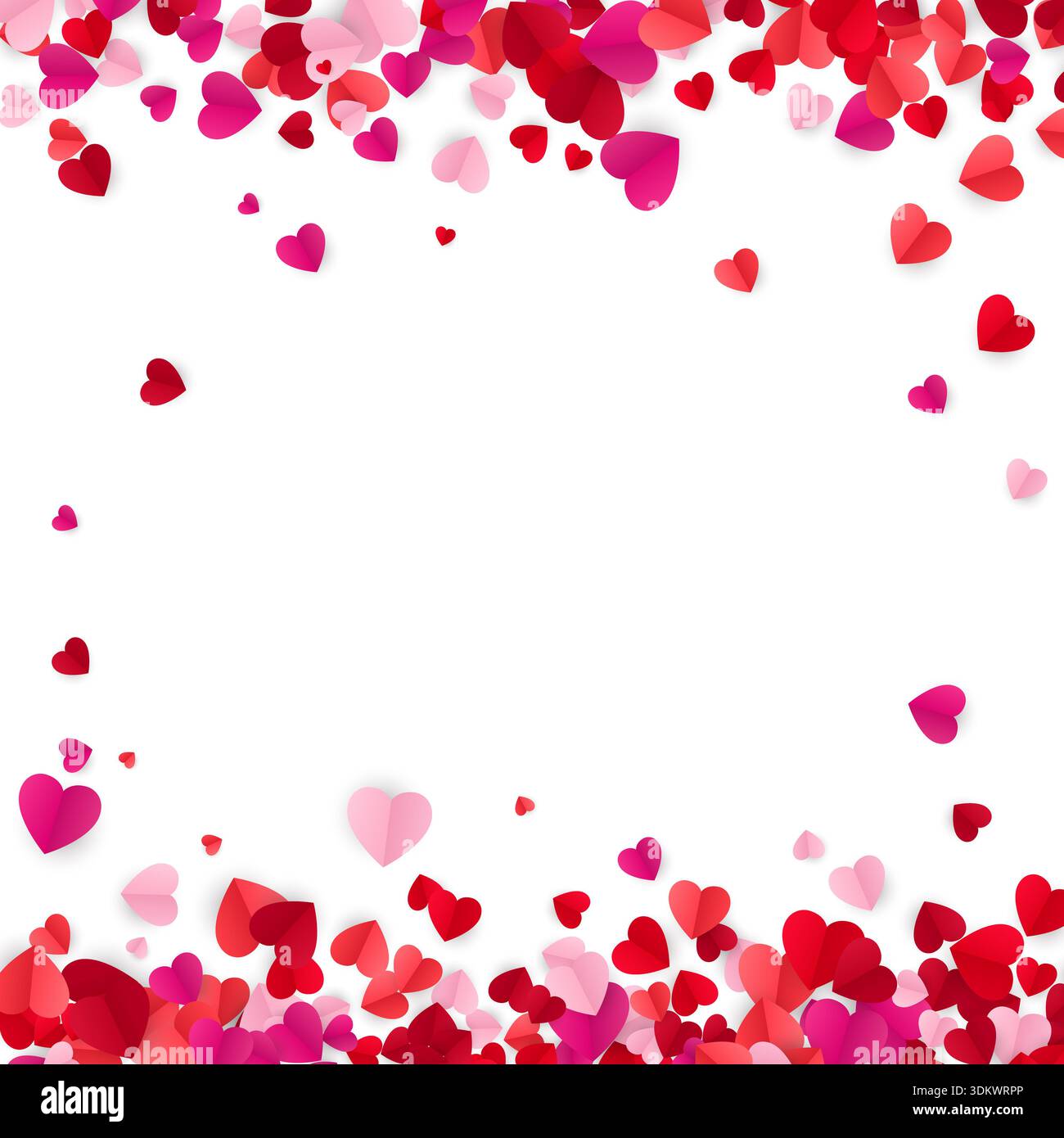 Arrière-plan de la Saint-Valentin avec le coeur. Éléments de décoration de cœurs rouges colorés. Vector illustration isolé sur fond blanc Banque D'Images