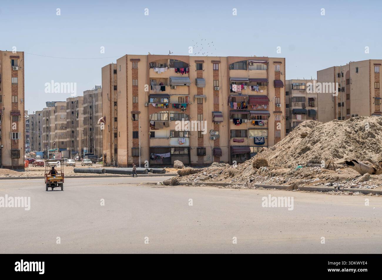 Quartier pauvre dans la ville de Port-Saïd en Egypte, moyen-Orient. Banque D'Images