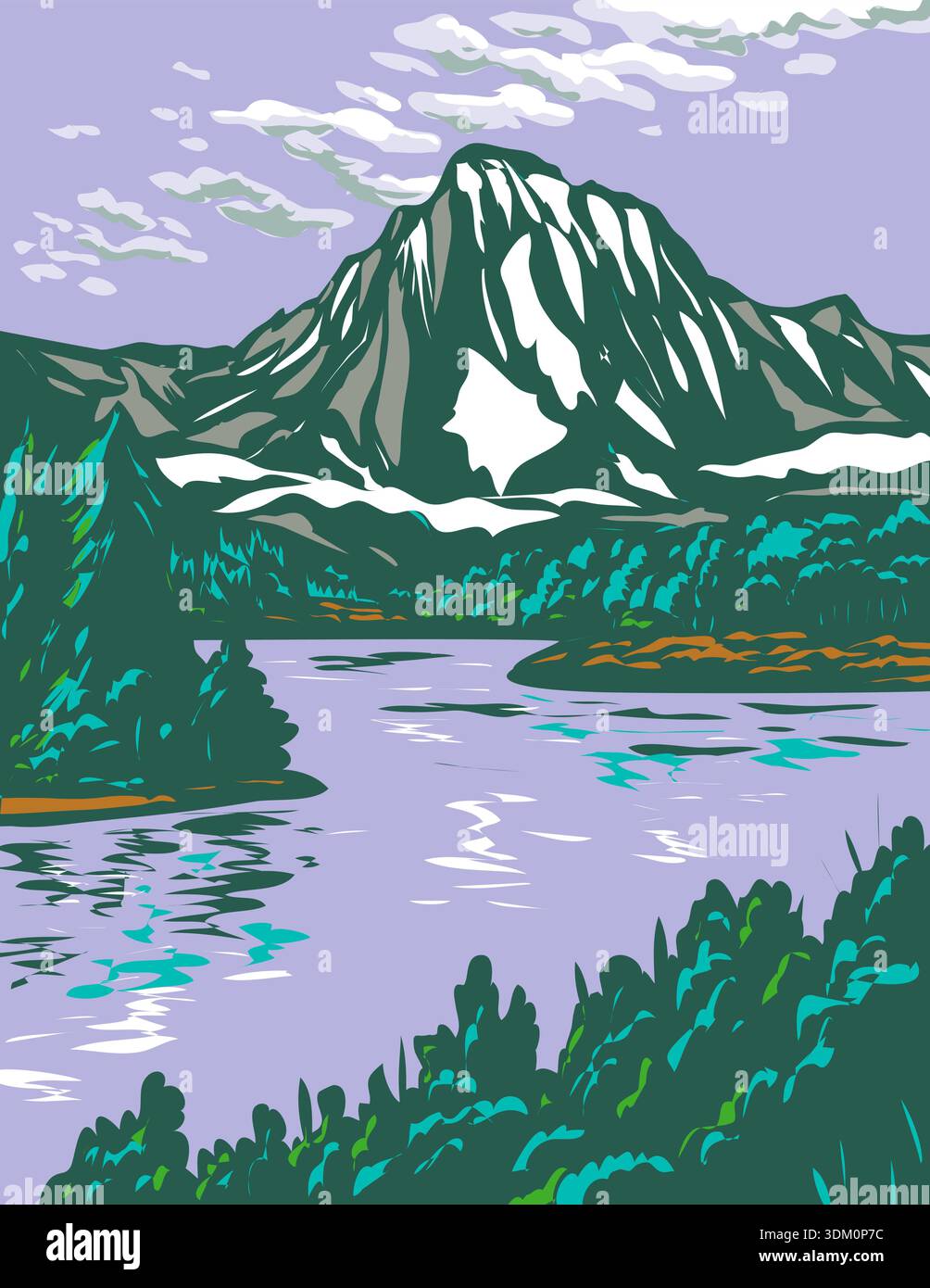 Affiche WPA du parc national de Grand Teton à Jackson Hole, Wyoming USA réalisée dans l'administration du projet. Illustration de Vecteur